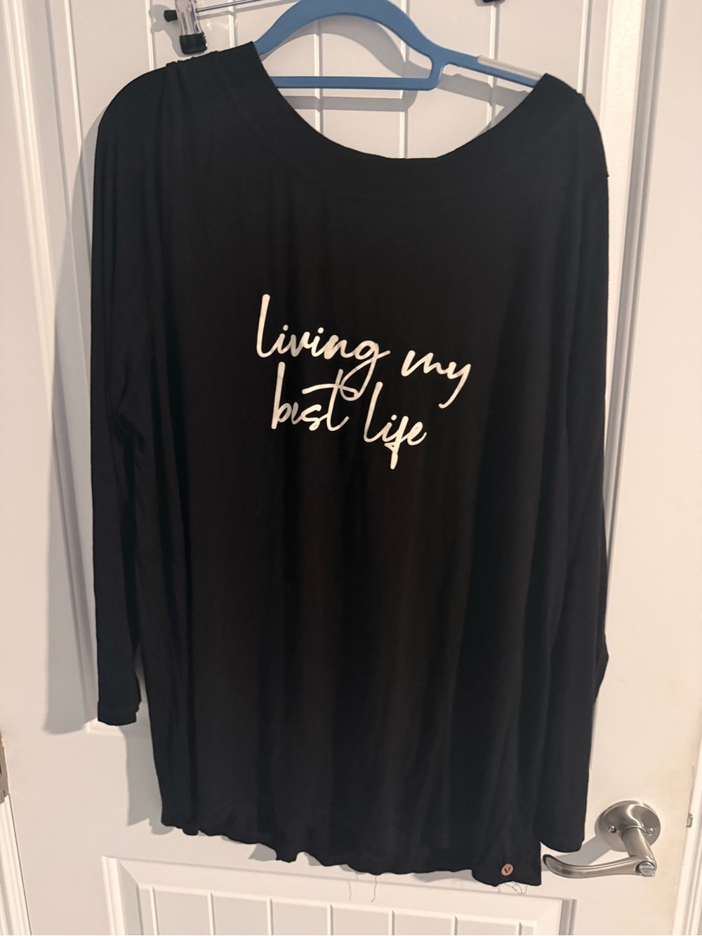 LIVI Active Black Living My Best Life Open Back Long Sleeve Top Size 22/24